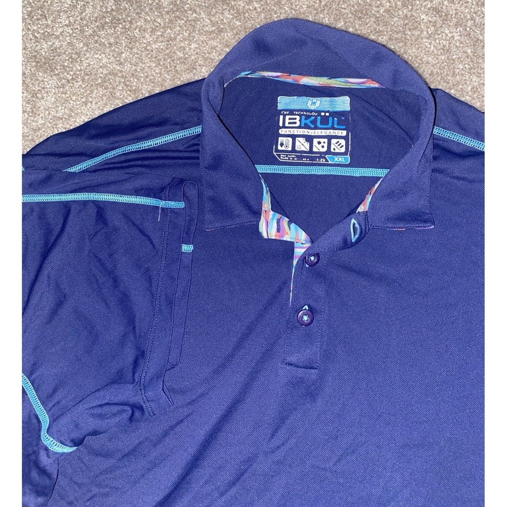 IBKUL Function + Elegance Mens Polo XXL Blue Nylon Blend UPF Stretch Light